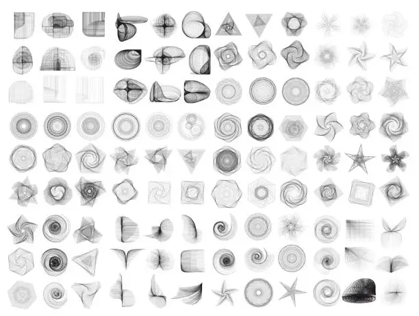 Vector illustration of Large set of abstract geometric  elements and shapes isolated on white background.