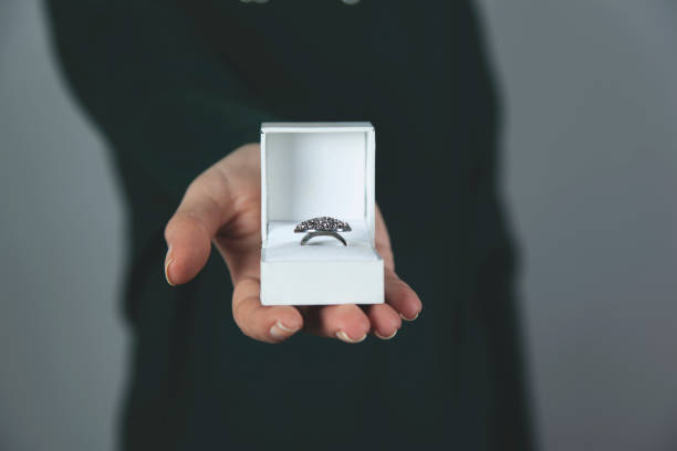 istock woman hand ring with box 1193745007