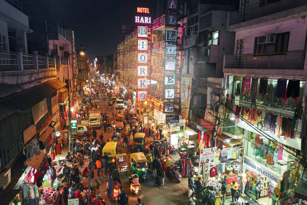 Main Bazaar Road night view, Delhi, India, 02.12.2019