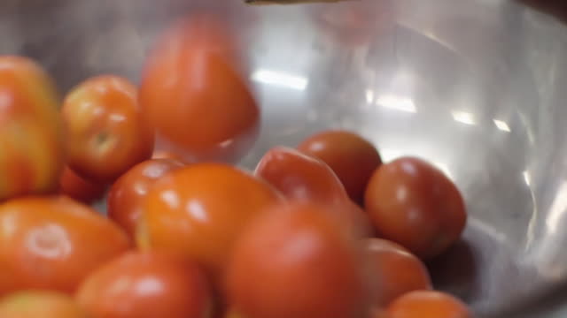Commercial Kitchen Food Preparation - Weighing Tomatoes