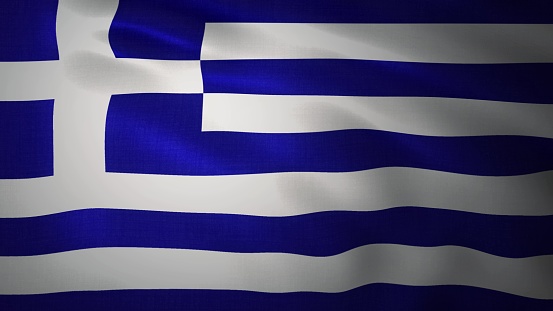 Realistic waving flag of Greece. 3d rendering.