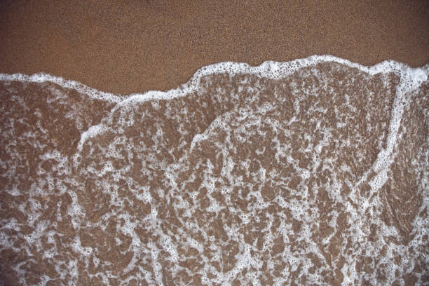 vague molle de mer sur la plage sablonneuse. fond - soap sud water froth bubble photos et images de collection