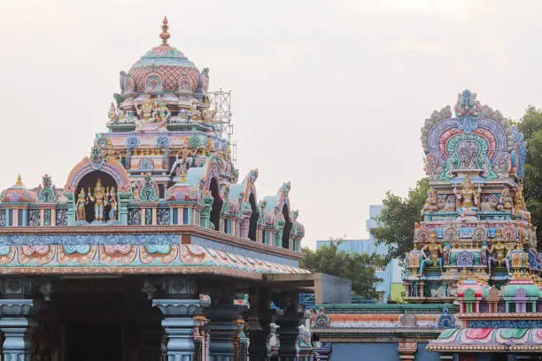 Typical Architecture Of Temple Structure And Design Of Hindu Temple In South India Tamil Nadu Mamoothiamman Temple OMR Chennai