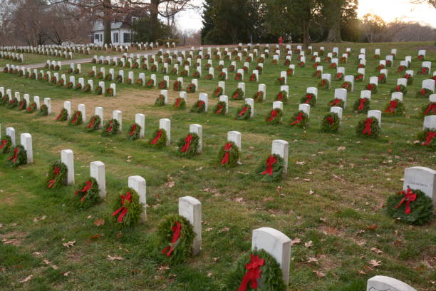 cemitério de arlington - arlington national cemetery virginia cemetery american flag - fotografias e filmes do acervo