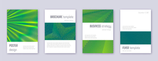 ilustrações de stock, clip art, desenhos animados e ícones de minimalistic brochure design template set. green a - 2843