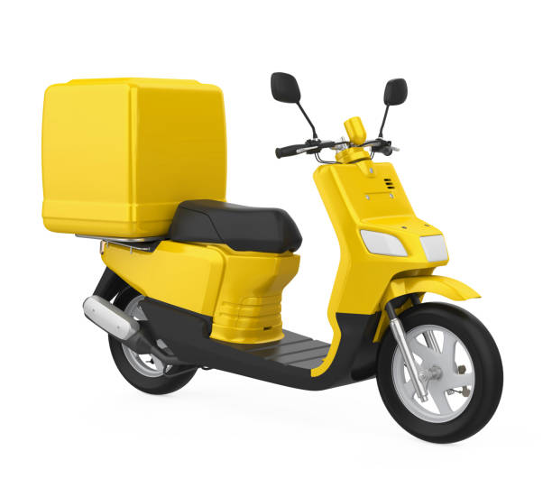 istock Yellow Motorcycle Delivery Box Isolated 1193757333