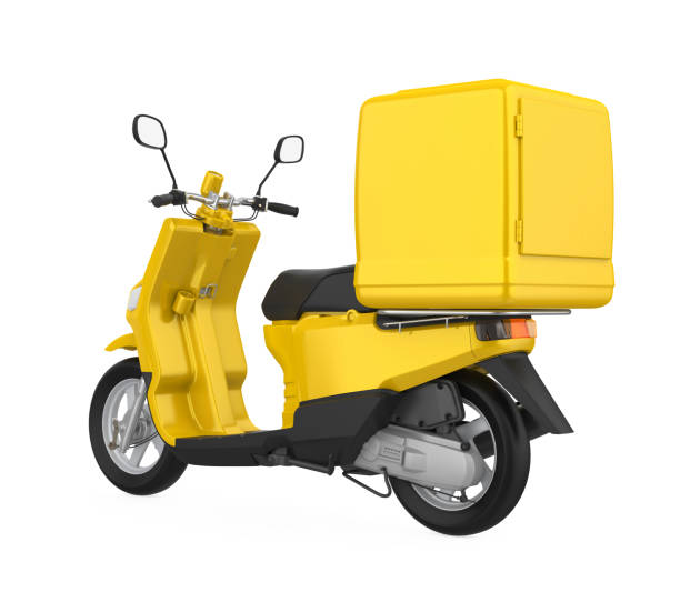 istock Yellow Motorcycle Delivery Box Isolated 1193757340