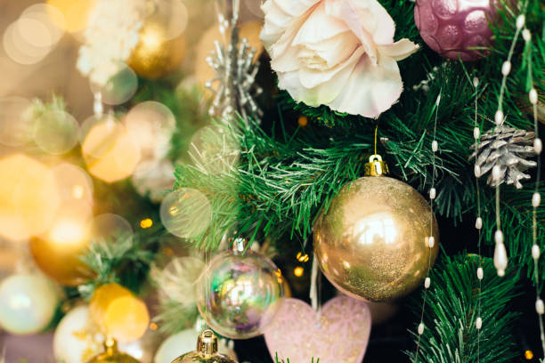 istock Christmas and New Year decorations with lights. Concept and background. 1193757406