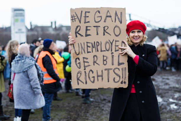 istock Beautiful blonde woman protesting 1193763560