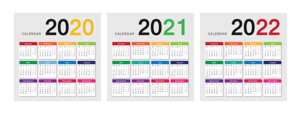 illustrazioni stock, clip art, cartoni animati e icone di tendenza di modello di progettazione vettoriale per l'anno 2020 e anno 2021, design semplice e pulito. - calendar october time week