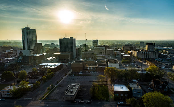 South Bend Indiana Downtown Aerial View South Bend Indiana Downtown Aerial View 2019 south bend stock pictures, royalty-free photos & images