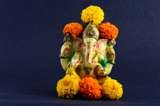 istock Hindu God Ganesha. Ganesha Idol on grey Background. 1193771132