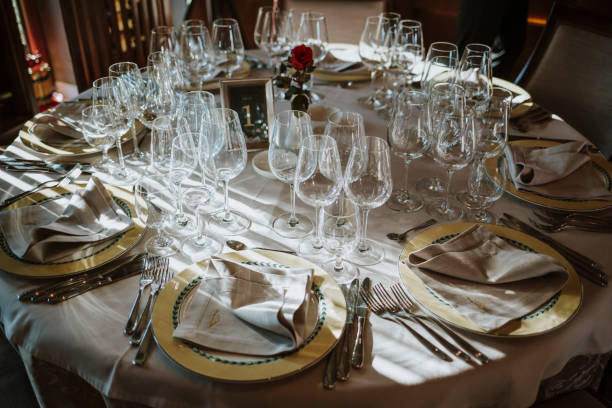 istock Beautiful glasses and table decoration 1193773652