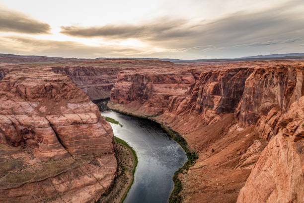 Horseshoe bend sunset in Arizona Desert Page, Arizona, United States horseshoe canyon stock pictures, royalty-free photos & images