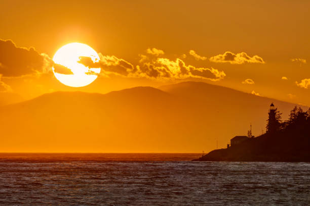 Lighthouse at sunset, West Vancouver, BC, Canada