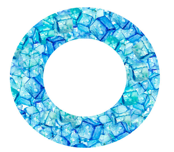 istock Frame with space for text from fresh cubes of pure ice. Watercolor illustration for greeting cards, wishes,pictures, or invitations. 1193774031