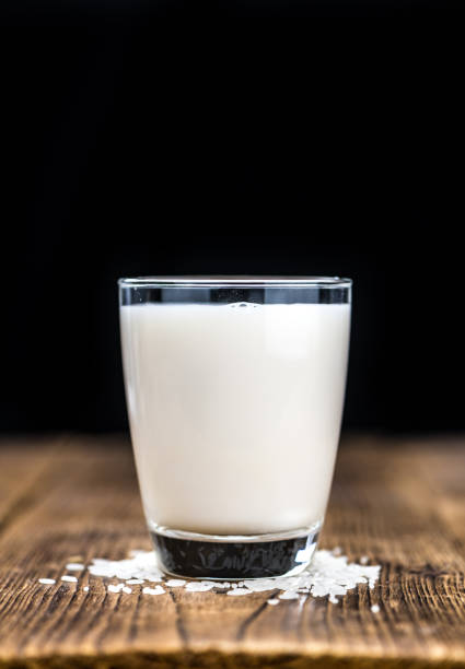 istock Vintage wooden table with Rice Milk (selective focus; close-up shot) 1193776557