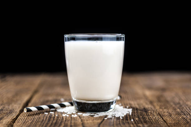 istock Vintage wooden table with Rice Milk (selective focus; close-up shot) 1193777124