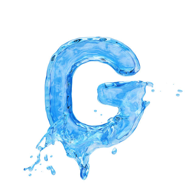 istock Uppercase letter G made by water with drops and splashes isolated on white background 1193777374