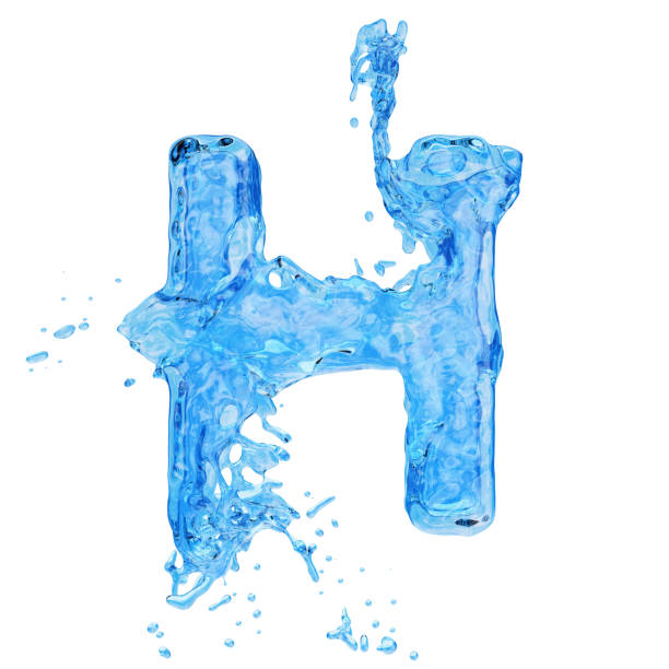istock Uppercase letter H made by water with drops and splashes isolated on white background 1193777599
