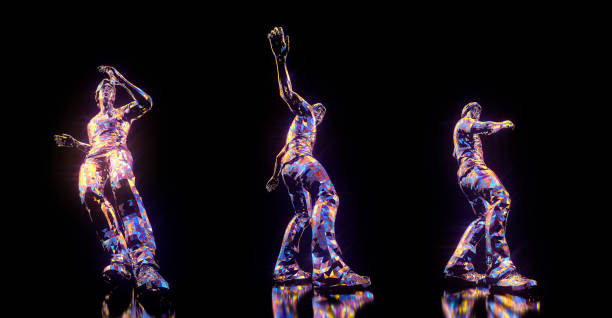 istock Dancing poses 3D render. Set of 3 items isolated on black background 1193783363