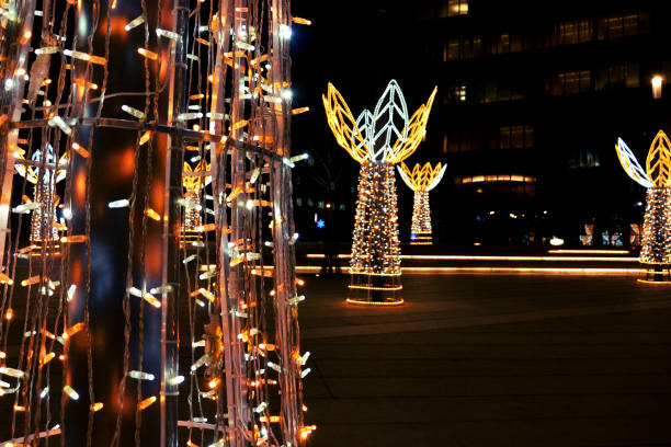 istock Christmas lights with reflection on the street photo 1193784687