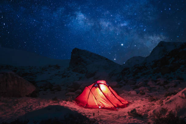 istock Camping at night with milky way 1193785829