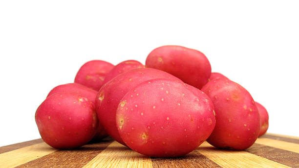 jeunes pommes de terre rouge - red potato isolated raw potato raw photos et images de collection