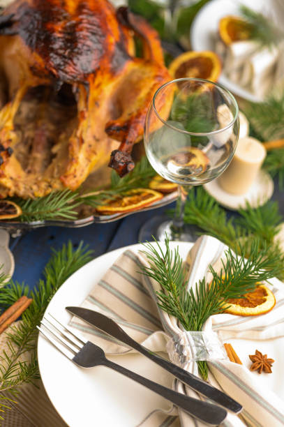 istock Turkey on the festive table, served table, holiday and recipes 1193792477