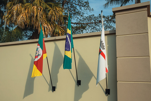 Wall with brazilian flags