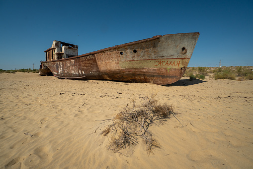 Once a fishing village, Muynak is now located about 100 kilometers from the shore of the Aral Sea: a natural disaster created by humans.