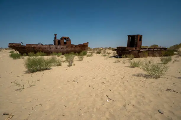 Once a fishing village, Muynak is now located about 100 kilometers from the shore of the Aral Sea: a natural disaster created by humans.