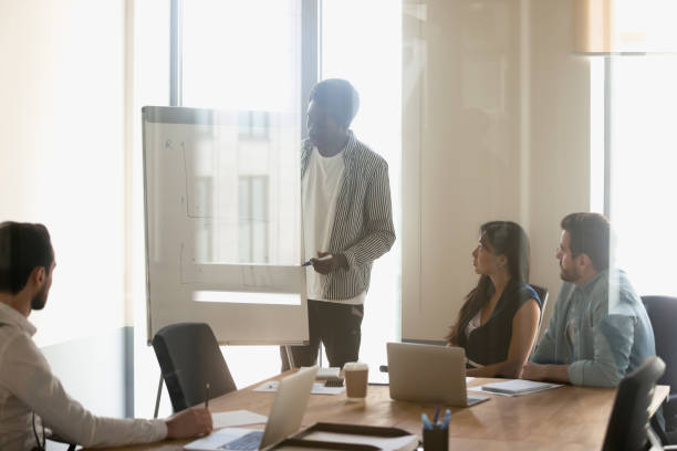 istock African American coach make whiteboard presentation in office 1193802351