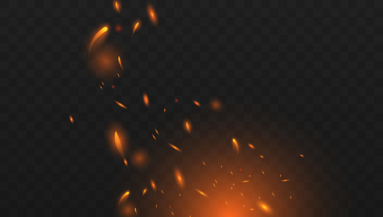 Light Rays Fire Particles Burning Glowing Particles Realistic Isolated Fire Effect With Smoke For ...
