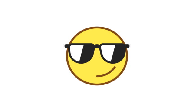 Emoticon wearing glasses and smiling. Animated Emoticons. Alpha channel
