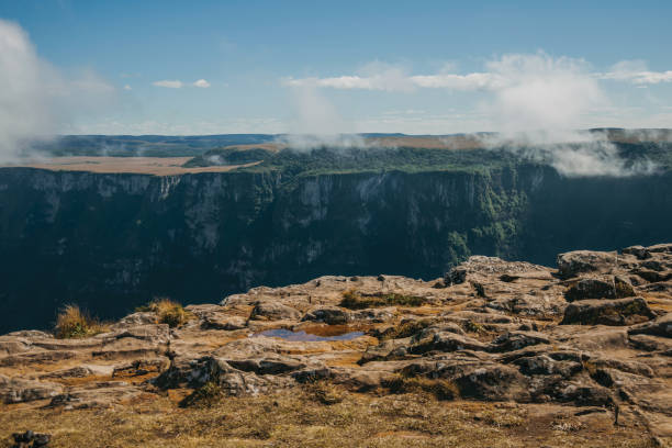 istock Fortaleza Canyon with steep rocky cliffs and mist 1193806773