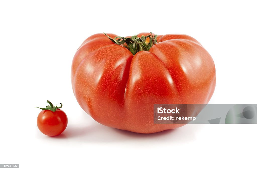 Organic Giant Beef and Tiny Cherry Tomatoes Isolated  Large Stock Photo