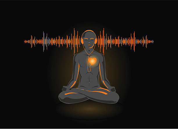 Yoga listening his heart vector art illustration