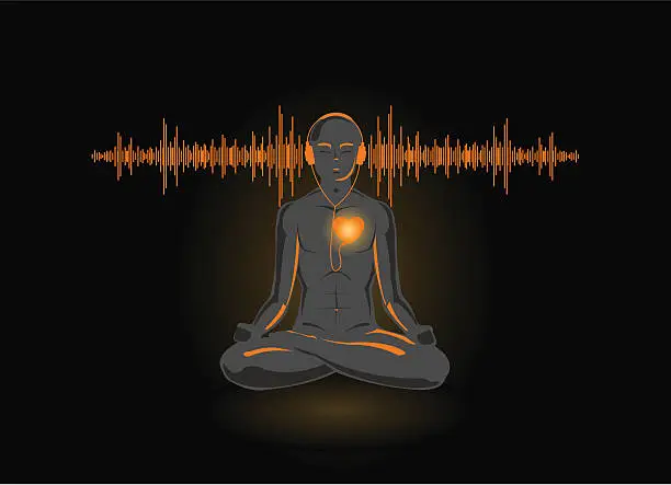 Vector illustration of Yoga listening his heart