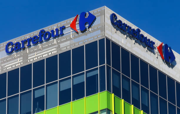 Carrefour headquarters, in Bucharest, Romania. stock photo