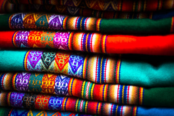 istock Pile of Vibrant Peruvian Woven Textiles (Close-Up) 1193817303