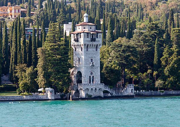 Sirmione, Italy - June 4, 2015: Lagoon in the Scaliger Castle. The famous castle of Sirmione  and its small port are an uncommon example of a fortress used as a port. The building of this complex started in 1277 by Mastino della Scala. From the top of the tower, beautiful views of the Lake Garda can be enjoyed.