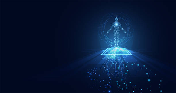 istock abstract technology futuristic concept of digital human body digital ai future design on hi tech background. 1193822392