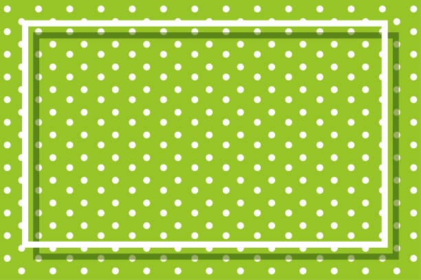 illustrazioni stock, clip art, cartoni animati e icone di tendenza di sfondo verde con pois e cornice - polkdot