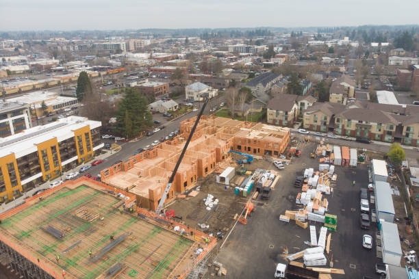 istock Texture. Construction of complexes with construction equipment and people. Top view. New house construction. 1193823439