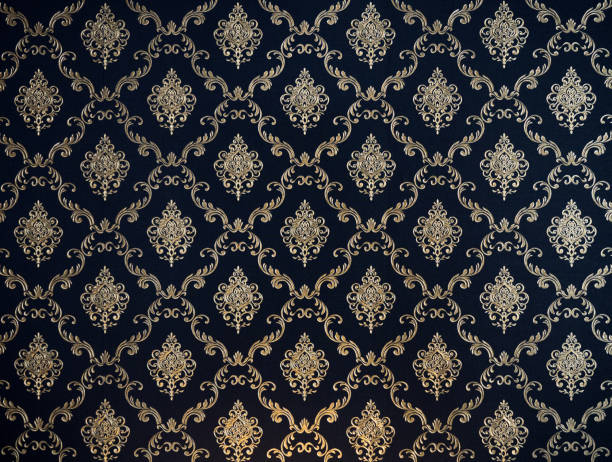 golden line thai pattern on navy blue fabric for background golden line thai pattern on navy blue fabric for background thailand temple nobody photography stock pictures, royalty-free photos & images