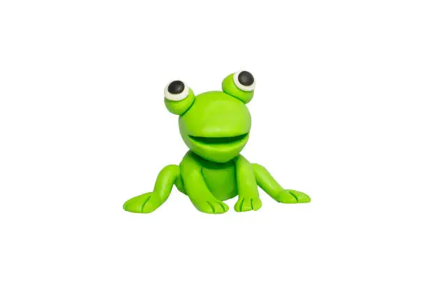 Photo of Cartoon characters, Frog isolated on white background with clipping path.