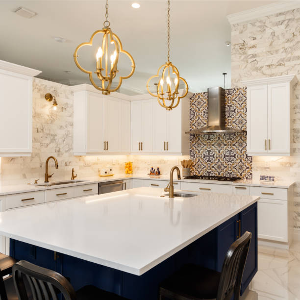 Luxury White Kitchen Design stock photo