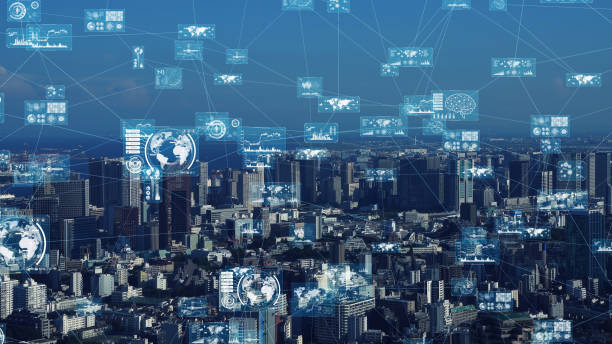 istock Smart city and information technology concept. 5G. IoT (Internet of Things) concept. Communication network. 1193826935