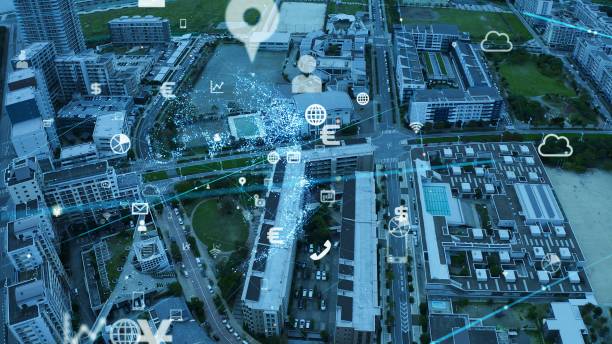 istock Smart city and communication network concept. IoT (Internet of Things). 5G. Wireless communication. 1193826946